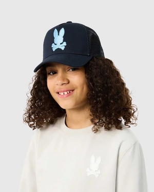 Chapeaux Psycho Bunny Houston Trucker Hat Bleu Marine Enfant | OBE-46592406